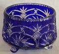 010279 BOHEMIAN COBALT TO CLEAR CUT GLASS BOWL H 6