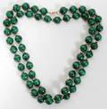 031444 14KT GOLD MALACHITE  GOLD BEAD NECKLACE