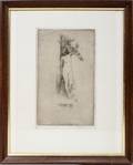 022313 CHARLES HOLROYD ETCHING 12 X 7 FEMALE NUDE