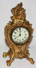 021416 NEW HAVEN GILT METAL BOUDOIR CLOCK 1900C