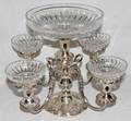 011438 SILVER PLATE AND CRYSTAL EPERGNE W5 INSERTS