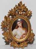 GERMAN PAINTED PORCELAIN PLAQUE 3 12 X 2 34