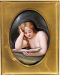 GERMAN PAINTED PORCELAIN PLAQUE C 1900