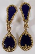 BLUE ENAMEL AND DIAMOND CLIP ON EARRINGS