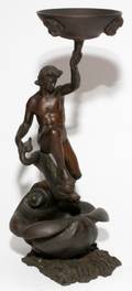 BRONZE FIGURAL TAZZA C 1900 H 14 W 5 12