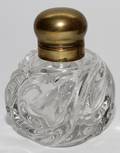 ENGLISH BRASS  CRYSTAL MASTER INKWELL 19TH C H 6
