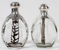 011446 MEXICAN STERLING OVERLAY GLASS BOTTLES