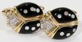 031455 14KT GOLD DIAMOND  ENAMEL BEETLE CUFF LINKS
