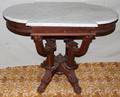 030341 EASTLAKE MARBLE TOP MAHOGANY TABLE H 27 W 37