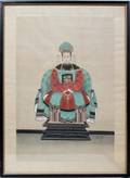 022359 CHINESE HAND PAINTED ENTHRONED QUEEN WATERCOLOR