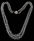 021431 CRYSTAL BEAD TWOSTRAND NECKLACE ON GOLD CHAIN