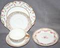 020371 LIMOGES PORCELAIN TEACUPS SAUCERS  PLATES 36
