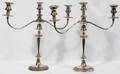 012379 SHEFFIELD PLATE THREELIGHT CANDELABRA PAIR