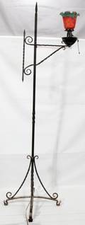 011463 ARTS  CRAFTS IRON FLOOR LAMP LATE 19TH C
