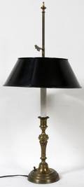 BRONZE AND TOLE SHADE TABLE LAMP H 28