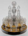 REGENCY CRYSTAL DECANTER  CORDIAL SET H 15 ON A TOL