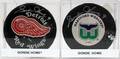 GORDIE HOWE AUTOGRAPHED HOCKEY PUCKS DETROIT
