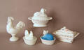 Five milk glass candy containers Provenance The Estate of Anne Brossman Sweigart