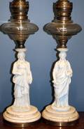 011486 VICTORIAN METAL FIGURAL LAMPS PAIR