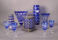 Group of cobalt cut to clear glass to include a biscuit jar Provenance The Estate of Anne Brossman Sweigart