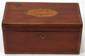 121516 ENGLISH INLAID MAHOGANY TEA CADDY MID 19TH C