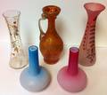 030382 ART GLASS  CASE GLASS BUD VASES FIVE