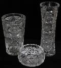 022402 TWO CRYSTAL VASES AND ONE BOWL