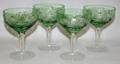 022400 SIX CRYSTAL BRANDIES  FOUR COLORED CHAMPAGNES