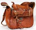 021506 MEXICAN TOOLED LEATHER PURSE MID 20TH C W 11