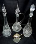 020441 CUT CRYSTAL DECANTERS AND PITCHER FOUR TOTAL