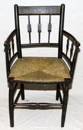 EBONIZED WALNUT OPEN ARM CHAIR C1900