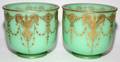 GREEN GLASS JARDINIRES LATE 19TH C PAIR