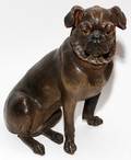 CERAMIC FIGURE OF A SEATED PUG DOG LATE 19TH C H 14