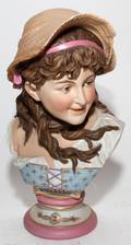 AFTER R MOELLER PAINTED BISQUE BUST H 14