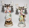 ENGLISH BISQUE FIGURES MOUNTED AS CANDELABRA C 1850