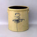 Blue decorated stoneware crock