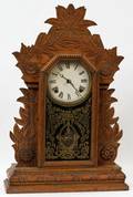 011523 OAK MANTEL CLOCK C 1900