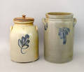 Two pcs of blue decorated stoneware