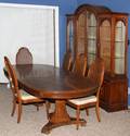 011496 WALNUT TABLE  CHAIRS A HICKORY CHINA CABINET