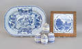 Six pcs of blue and white transfer porcelain