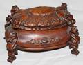 020474 CARVED WOOD JEWELRY CHEST H 5 L 9 D 5