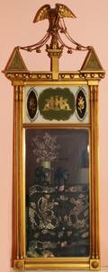 AMERICAN EMPIRE GILT WOOD  EGLOMAISE MIRROR