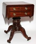 AMERICAN EMPIRE MAHOGANY DROPLEAF WORK TABLE