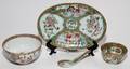 CHINESE ROSE MEDALLION PORCELAIN RICE BOWL  TRAY 19TH