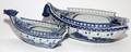 CHINESE BLUE  WHITE PORCELAIN BOATFORM PLANTERS TWO