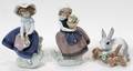 122473 LLADRO PORCELAIN FIGURINES TWO GIRLS AND A RAB