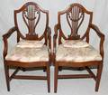 121602 HEPPLEWHITE STYLE MAHOGANY SHIELDBACK CHAIRS