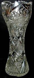 020490 CUT CRYSTAL TRUMPET FORM VASE H 14 DIA 5