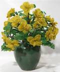 012489 HANDBEADED FLORAL ARRANGEMENT IN POTTERY VASE