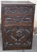 CHINESE CARVED WOOD CABINET H 38 W 24 D 15